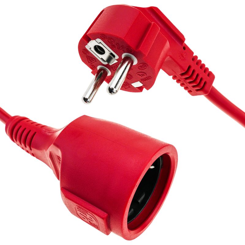 Prolongador de cable eléctrico schuko macho a hembra de 10 m rojo - CG01400 - 01