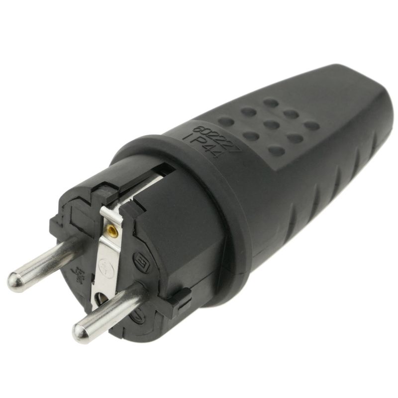 Clavija enchufe schuko recto macho IP44 negro - CM04900 - 01