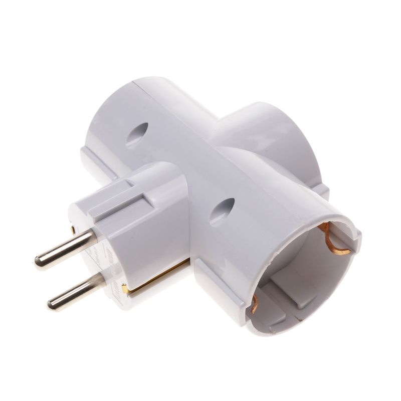 Multiplicador de clavija enchufe schuko triple de color blanco - IA09200 - 01