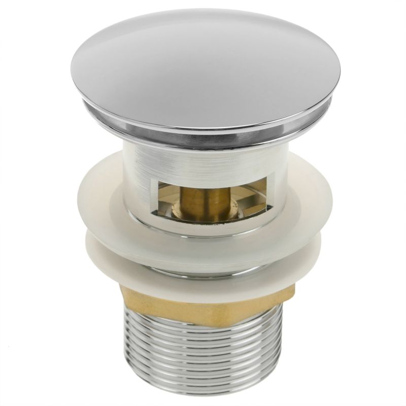 Válvula de desagüe 9cm con rebosadero. Tapón para lavabo y baño universal G1-1/4 cromado - KS10200 - 01