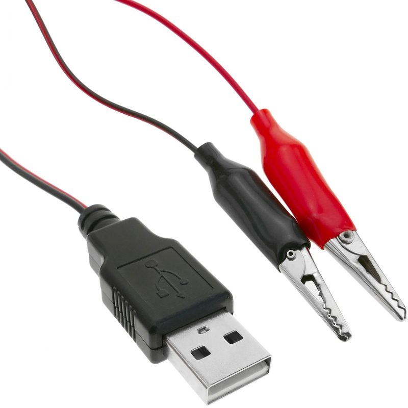 Cable de alimentación de 5V USB tipo A macho a pinzas de cocodrilo de 2m - DT08400 - 01