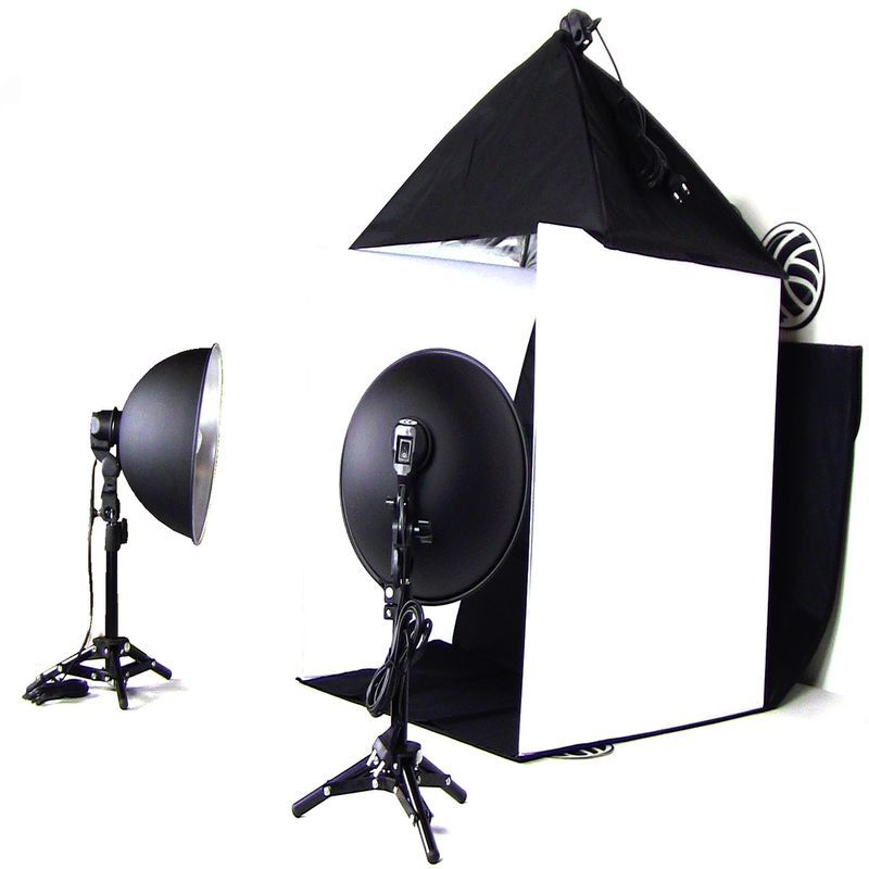 Estudio fotográfico portátil de 60cm con softbox y focos - EW06800 - 01