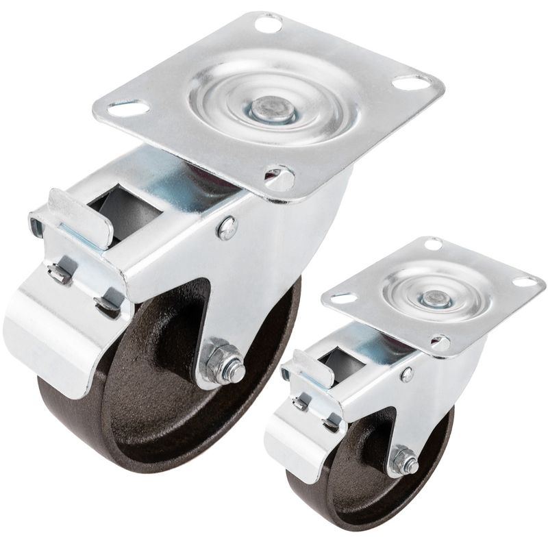 Ruedas pivotantes industriales de metal con freno 100 mm 2 unidades - QR01900 - 01