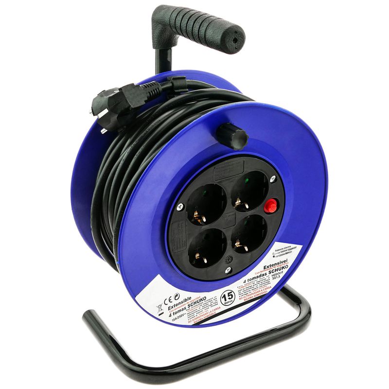 Enrollacables eléctrico de 4 schuko de 15 m - CH01300 - 01
