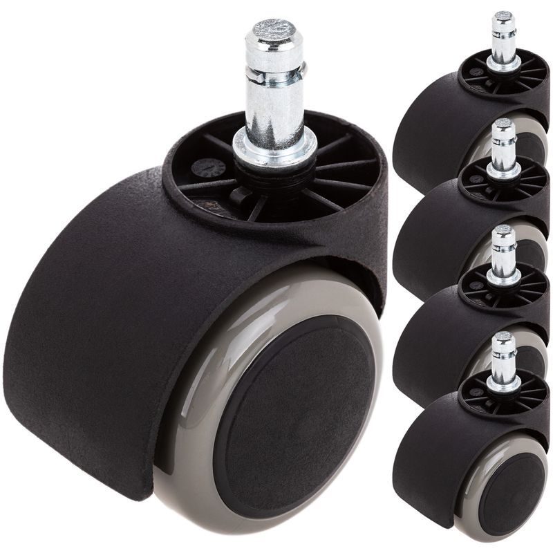 Rueda pivotante de nailon y PVC gris sin freno 50mm M10 5 pack - KR02600 - 01