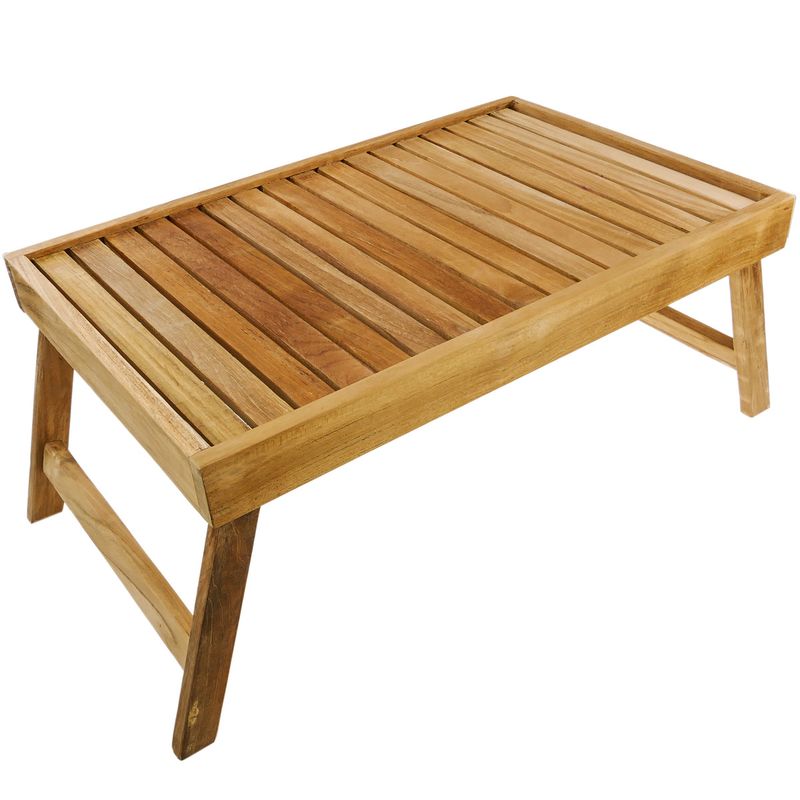 Bandeja para cama 55 x 35 x 5 cm plegable de madera de teca certificada - KZ11400 - 01