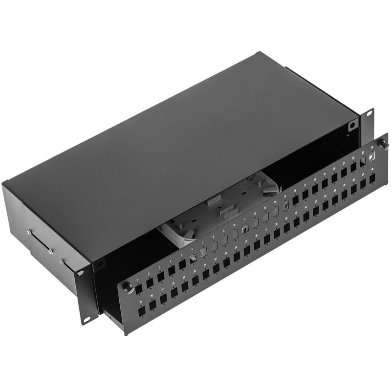 Patch Panel de fibra Óptica 2U negro de 48 SC Simplex o 48 LC duplex - FQ00700 - 01