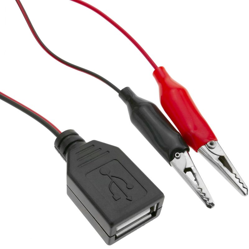 Cable de alimentación de 5V USB tipo A hembra a pinzas de cocodrilo de 2m - DT08300 - 01