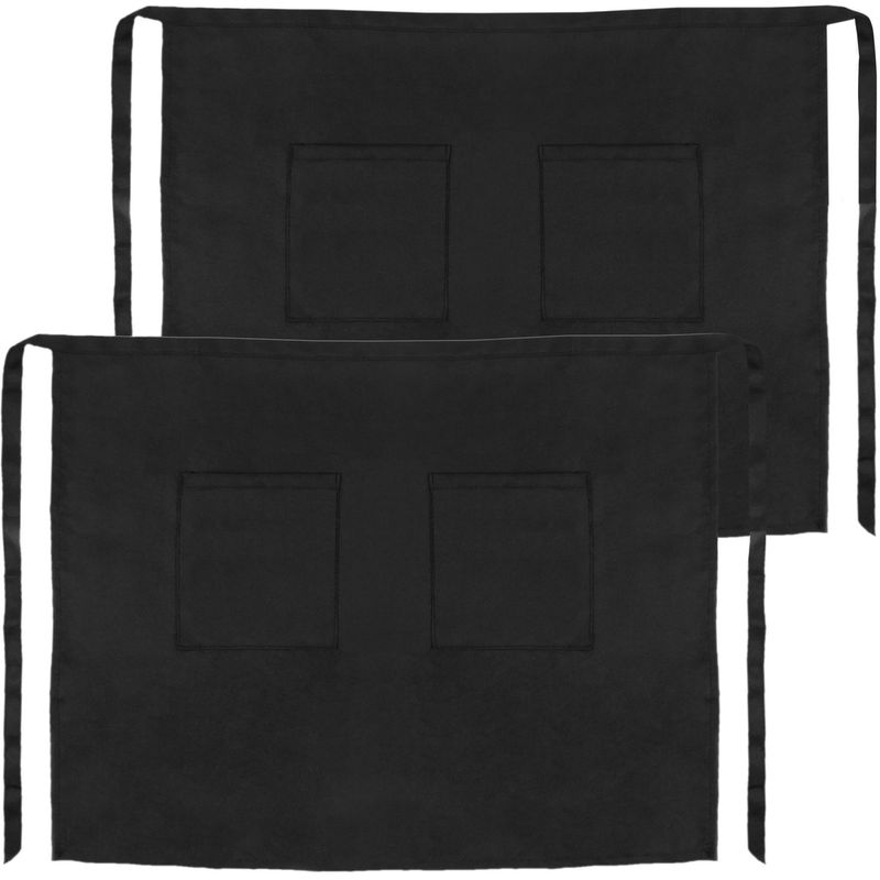 Delantal de camarero 56 x 47 cm negro de cintura mediano con 2 bolsillos 2-pack - MM10900 - 01