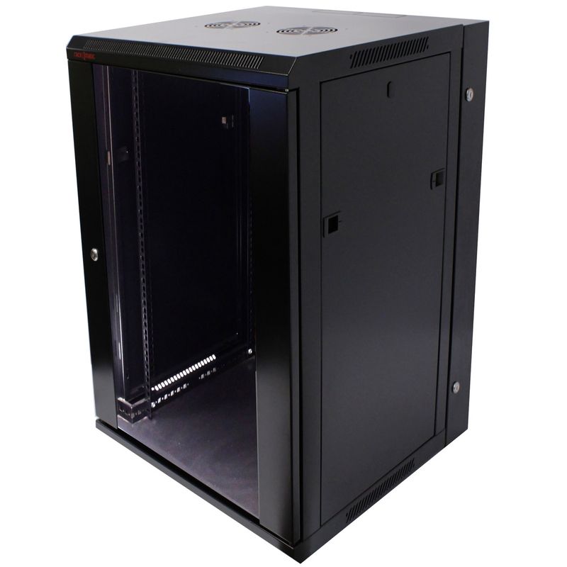 Armario rack mural 19" pivotante 18U 600x550x900mm pared negro SOHORack GO montado - WK04600 - 01