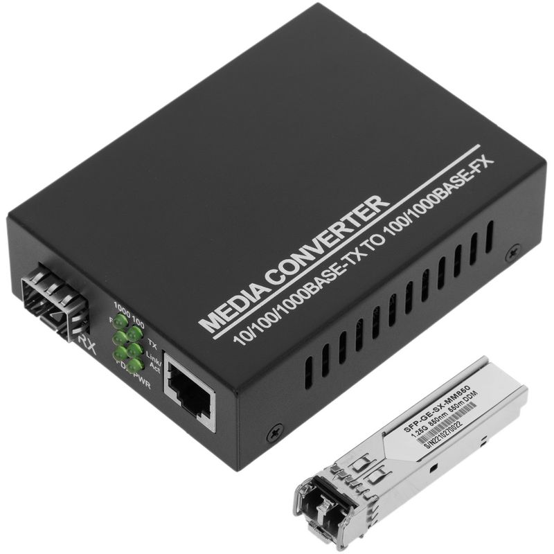 Conversor de fibra óptica 1000 Mbps multimodo de LC a RJ45 a 550m - UF04100 - 01