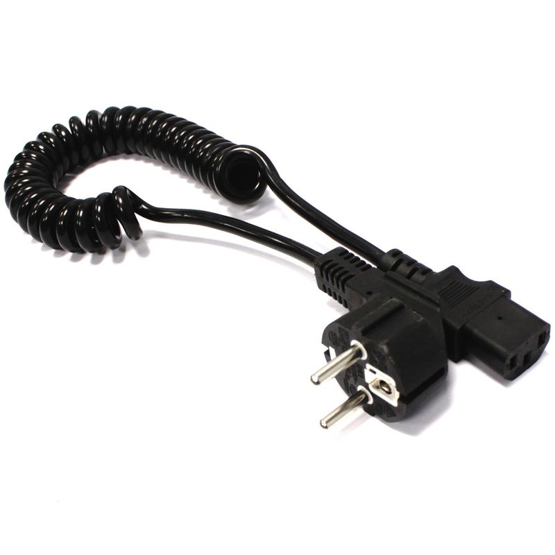 Cable eléctrico 3x1.5mm2 IEC60320 C13-hembra a Schuko-macho rizado 1 m - CH06100 - 01