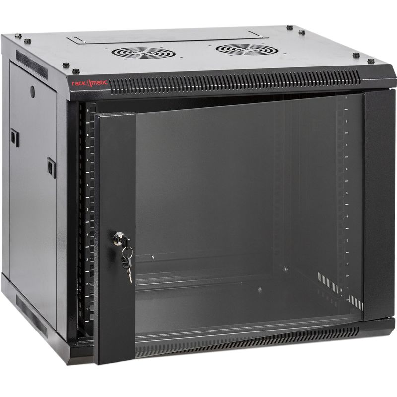 Armario rack mural 19'' 9U 600x600x500mm pared negro SOHORack GO montado - WK02300 - 01