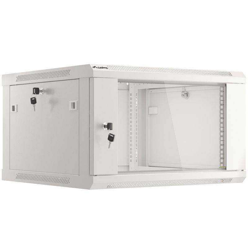 Armario Rack mural 19" 6U F600 600x600x379mm pared desmontado DIY blanco Lanberg - WK36500 - 01