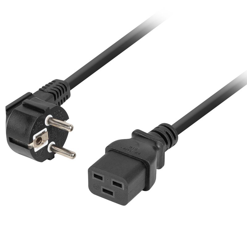 Cable de alimentación CEE 7/7 a IEC C19 negro 1,8 m de Lanberg CA-C19C-10CC-0018-BK - FB19500 - 01