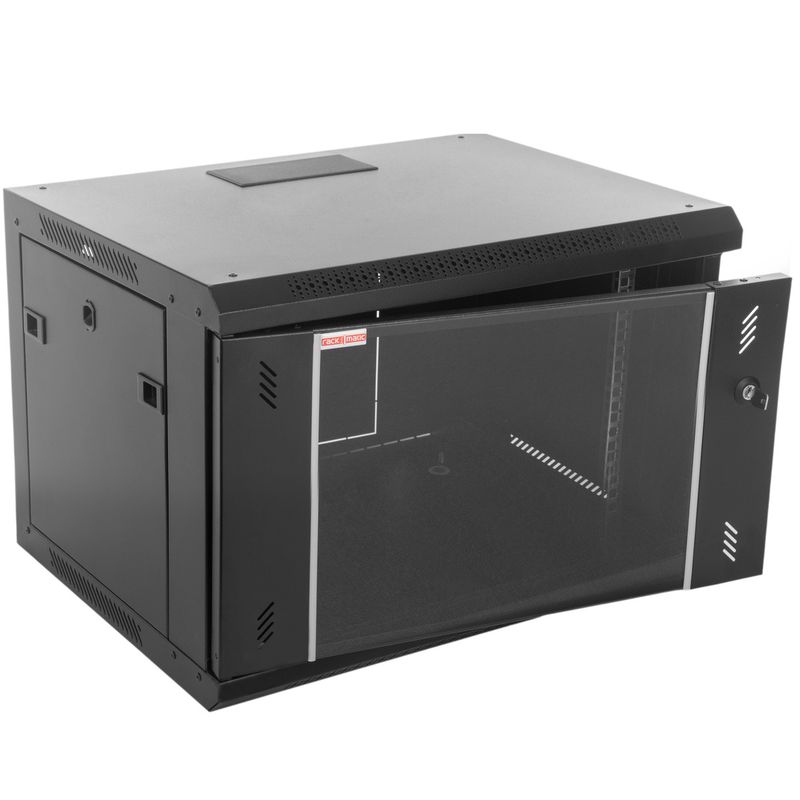 Armario rack mural 19'' 6U 600x300x372 mm de pared SOHORack de RackMatic de color negro RAL 9005 - WM43100 - 01