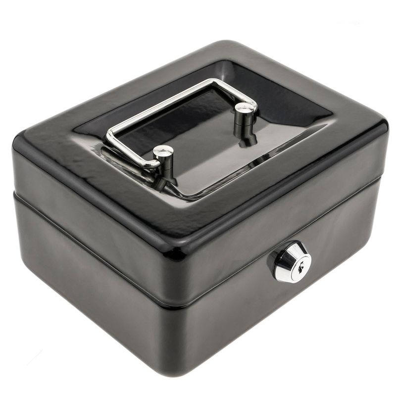 Caja fuerte portátil para dinero caudales billetes y monedas 150 x 117 x 80 mm - BY00100 - 01