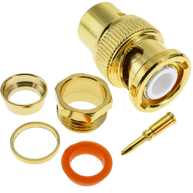 Conector dorado BNC RG6U macho para roscar - BN03300 - 01
