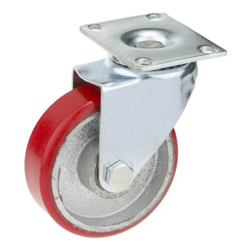 Rueda pivotante industrial de poliuretano y metal sin freno 100 mm - QR04000 - 01