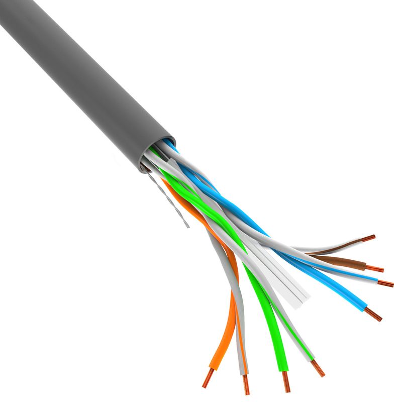 Bobina de cable de red ethernet Cat. 6 UTP CPR de 305 m rígido de color gris fluke tested LCU6-11CU-0305-S - LM12200 - 01