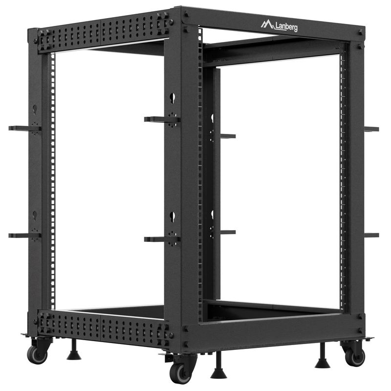 Armario Rack abierto fondo ajustable 19" 15U F600 600x600x1100mm desmontado DIY negro Lanberg - WL58500 - 01