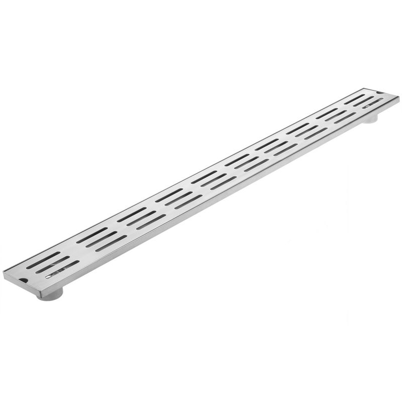 Canaleta de doble desagüe 100x10cm con rejilla en acero inoxidable mate - KS42800 - 01