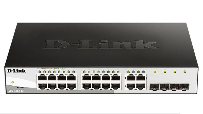 Switch 16 puertos D-Link Web Smart 10/100/1000 Mbps mini GBIC con gestión - DGS-1210-16 - 01