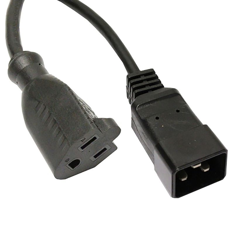 Cable eléctrico US NEMA-5-15R a IEC-60320-C20 de 0.4m negro - CL09100 - 01