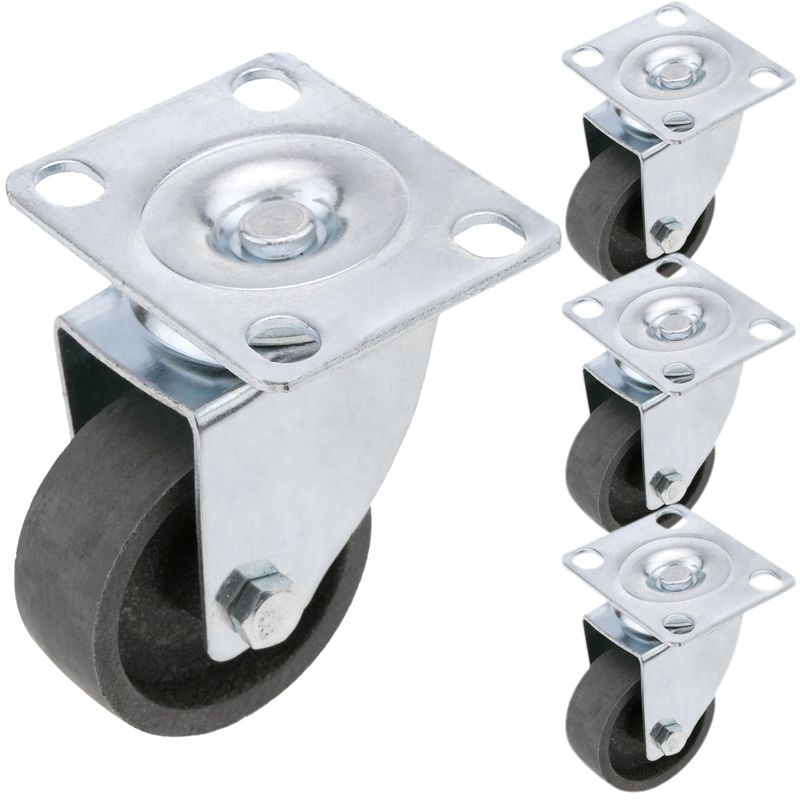 Ruedas pivotantes industriales de metal sin freno 50 mm 4 unidades - QR00800 - 01
