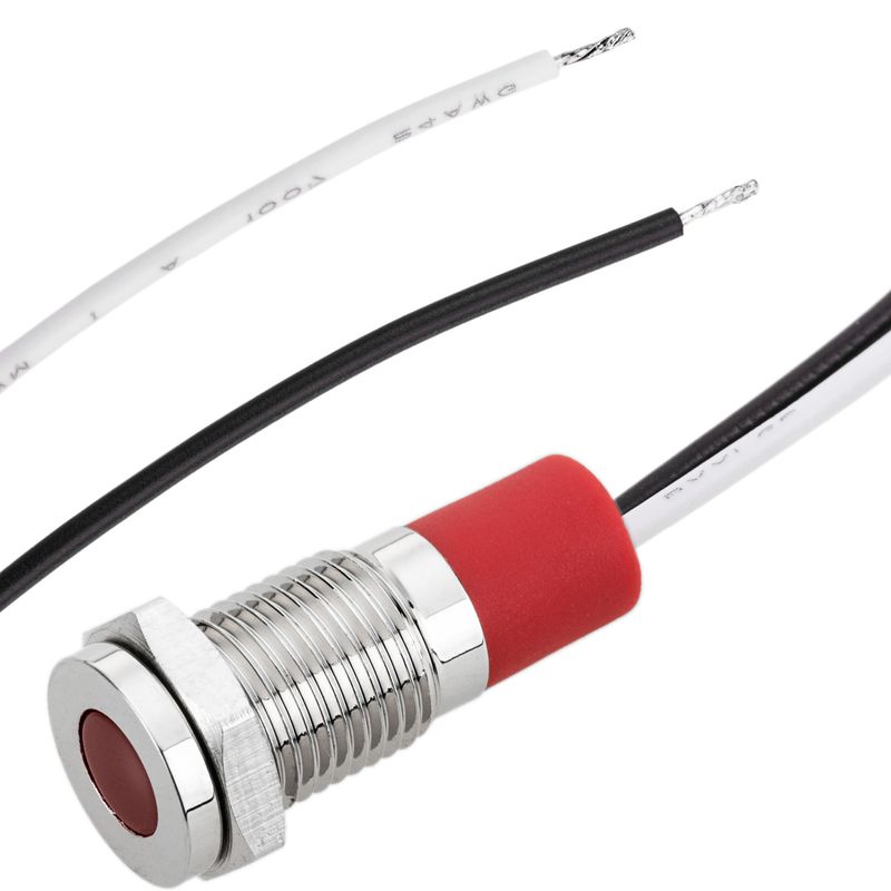 Luz LED Piloto de 8mm 12VDC para montaje en panel de color rojo - QW02200 - 01