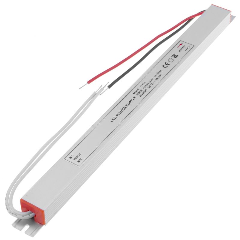 Fuente de alimentación industrial para LED 12VDC 3A. Tamaño 18 x 270 x 15 mm - VF12200 - 01