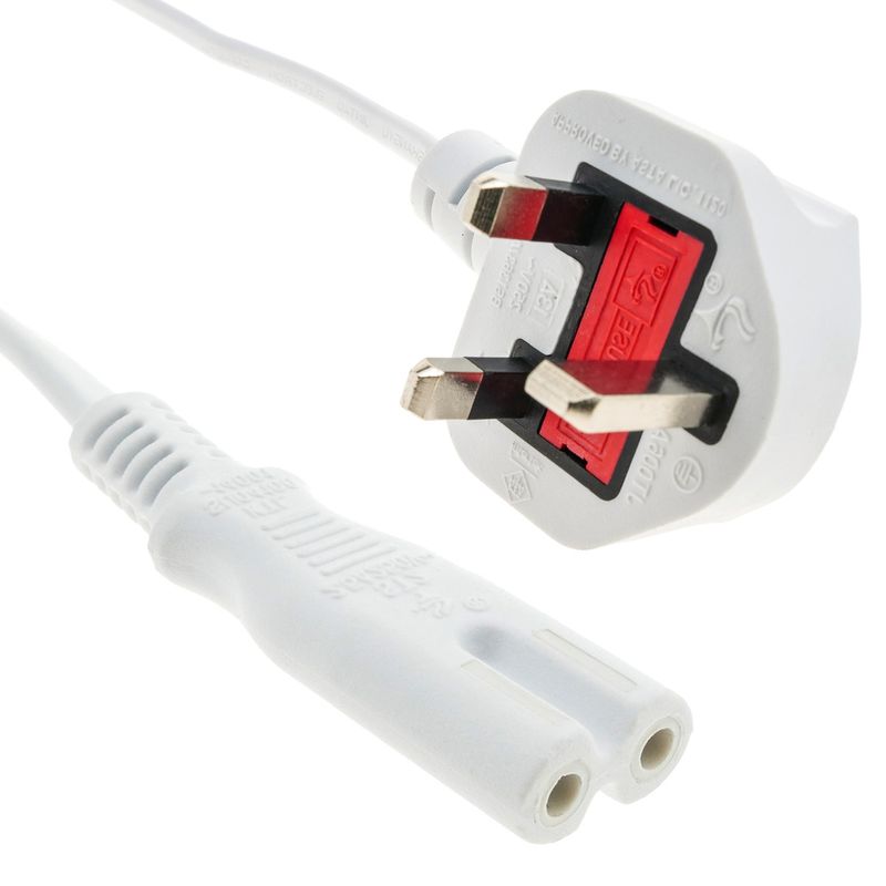 Cable eléctrico British Standard BS-1363-1 a IEC-60320-C7 de 1.8m blanco - CL04200 - 01