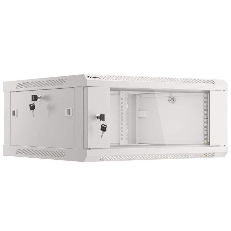 Armario Rack mural 19" 4U F600 600x600x277mm pared desmontado DIY blanco Lanberg - WK36300 - 01