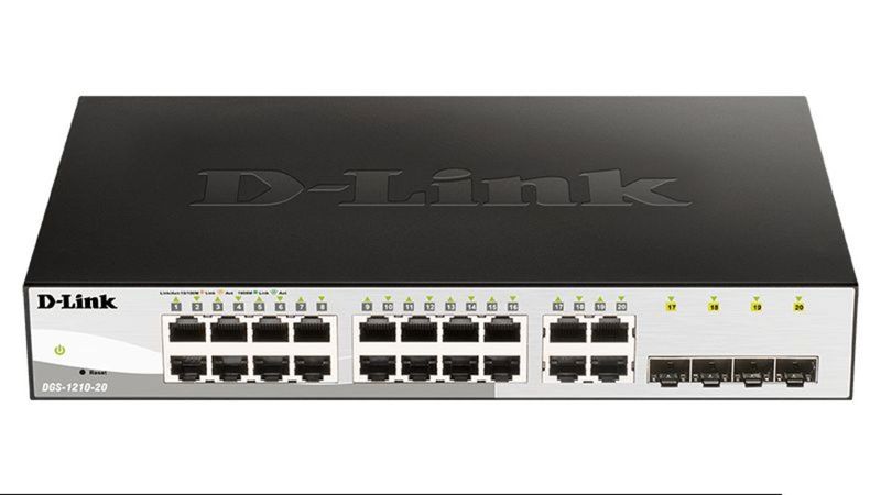 Switch 19" D-Link DGS-1210-20 16p. Giga 4xcombo 1000BaseT/SFP - DGS-1210-20 - 01