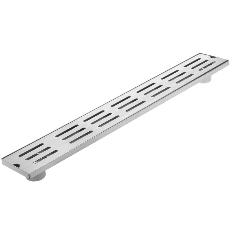 Canaleta de doble desagüe 70x10cm con rejilla en acero inoxidable mate - KS42500 - 01