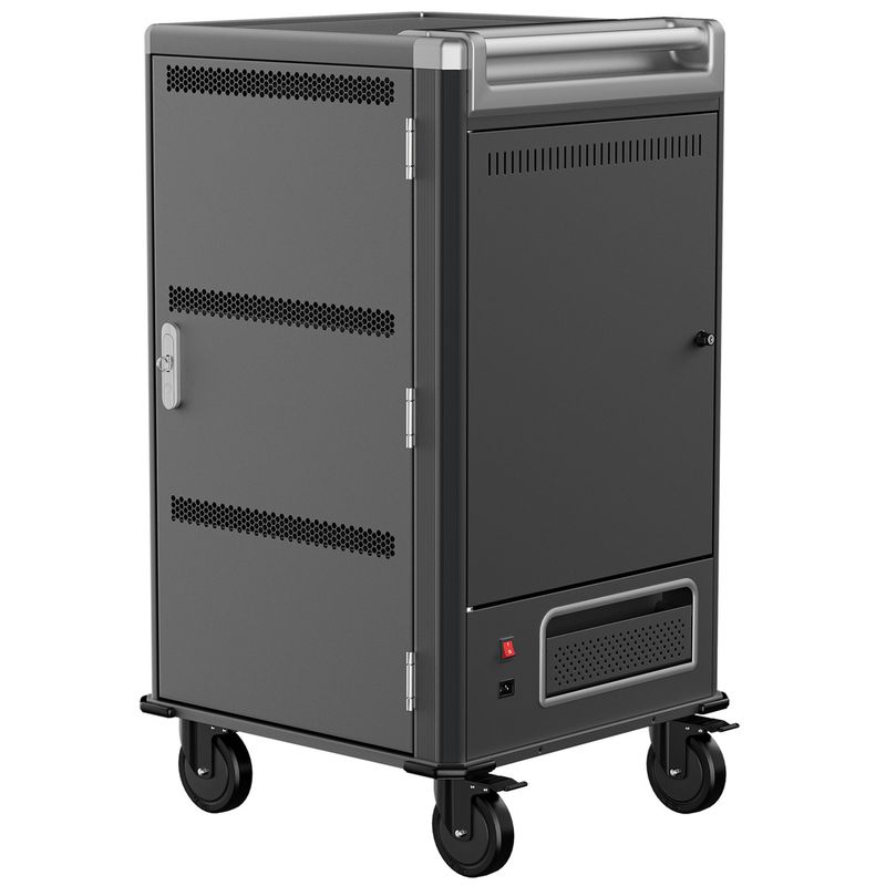 Armario de carga y transporte para 30 tablets y portátiles negro con 30 schuko en 6 regletas - WM05700 - 01