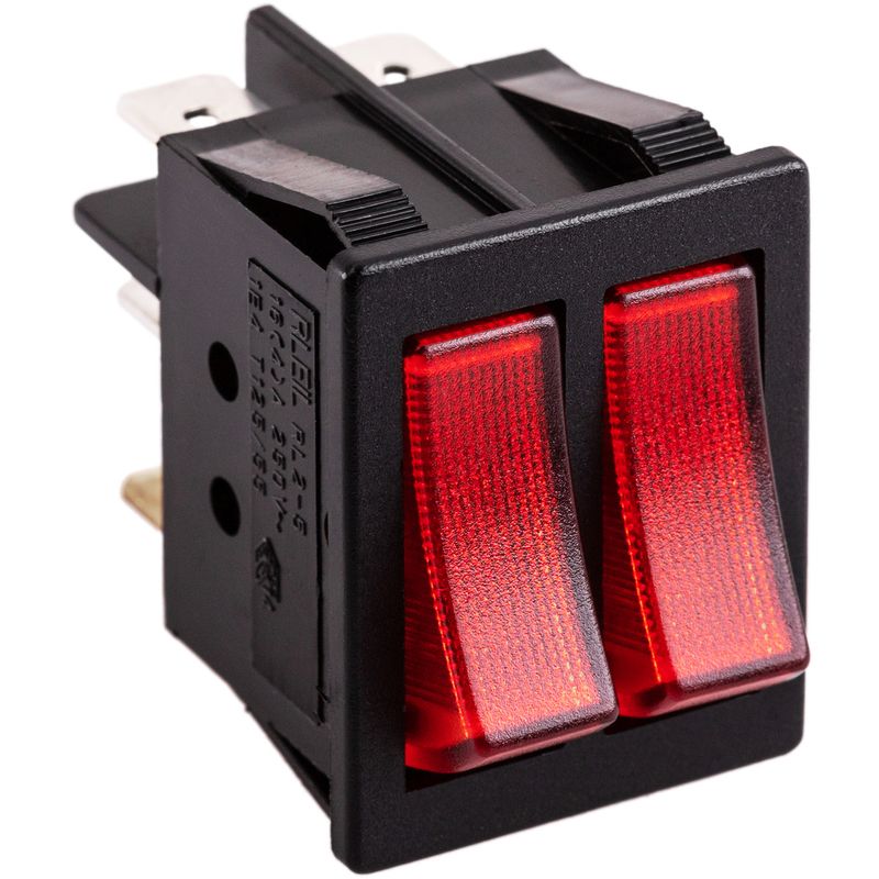 Interruptor luminoso basculante rojo dos canales DPDT 6 pin - TG12300 - 01