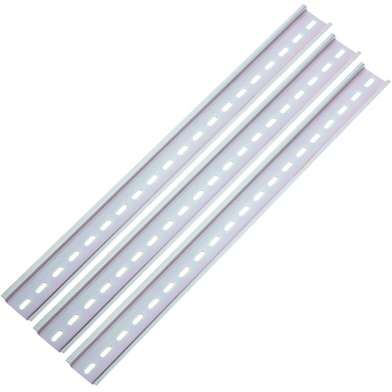 Pack de 3 carriles DIN color zinc de 400mm perforado raíl de 35x7mm - MF08600 - 01