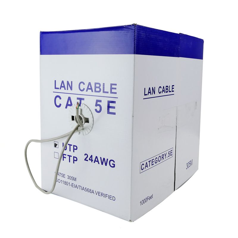 Bobina de cable de red ethernet Cat. 5e UTP de 305 m rígido de color gris - LM00200 - 01