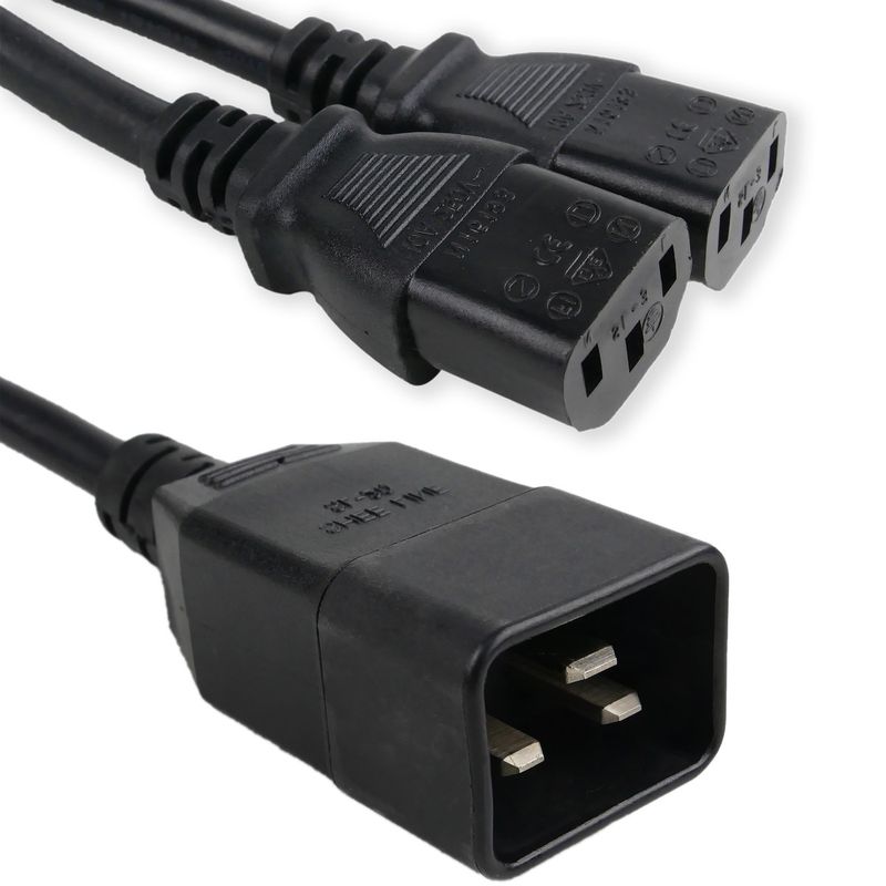 Cable de alimentación IEC-60320 2 C13 a 1 C20 de 20cm - FB08300 - 01