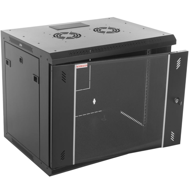 Armario rack mural 19'' 9U 600x300x506 mm de pared SOHORack de RackMatic de color negro RAL 9005 - WM43200 - 01