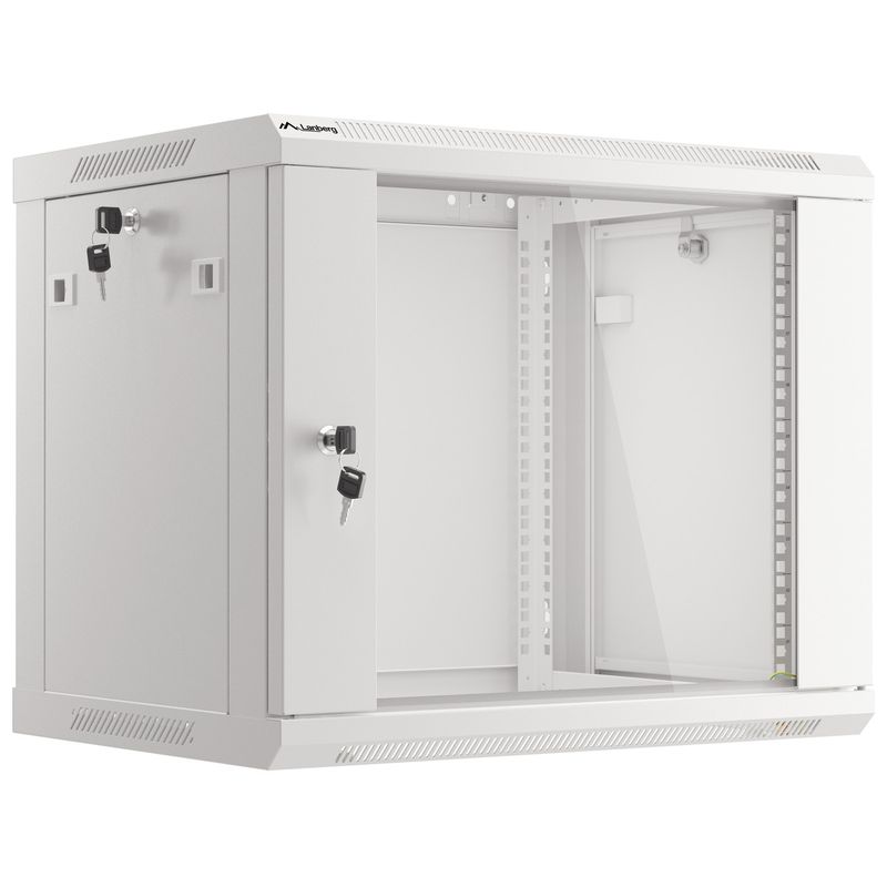 Armario Rack mural 19" 9U F450 600x450x512mm pared desmontado DIY blanco Lanberg - WK32000 - 01