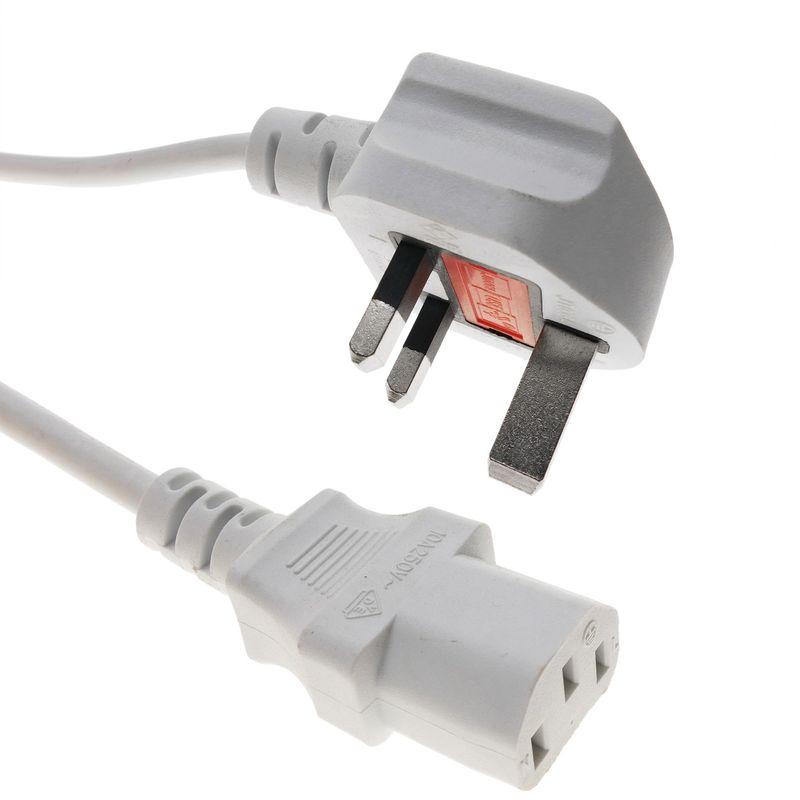 Cable eléctrico British Standard BS-1363-1 a IEC-60320-C13 de 1.8m blanco - CL05700 - 01