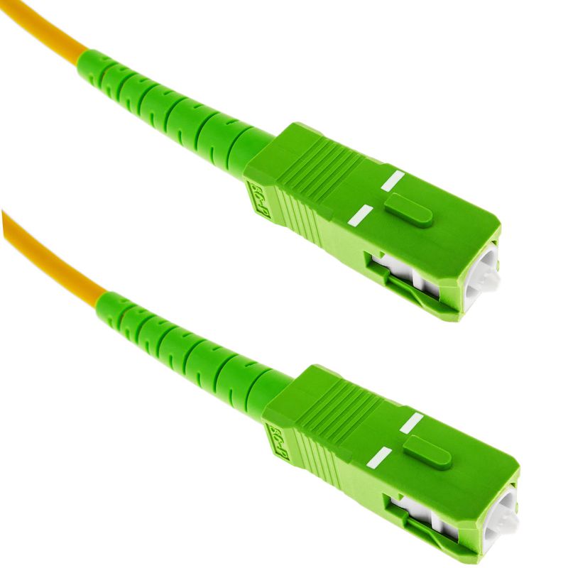 Cable de fibra óptica SC/APC a SC/APC monomodo SMF SX OS2 simplex 9/125 blindado amarillo de 15 m - FL13700 - 01