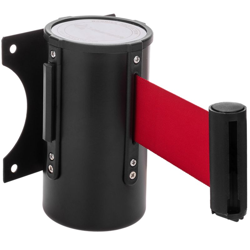 Fijación de pared negro con 5 metros de cinta retráctil roja - BB02600 - 01