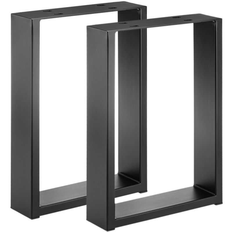 Pies rectangulares para mesita y banqueta. Patas en acero negro 300 x 80 x 430 mm 2-pack, tubos 80 x 20 mm - IP02400 - 01