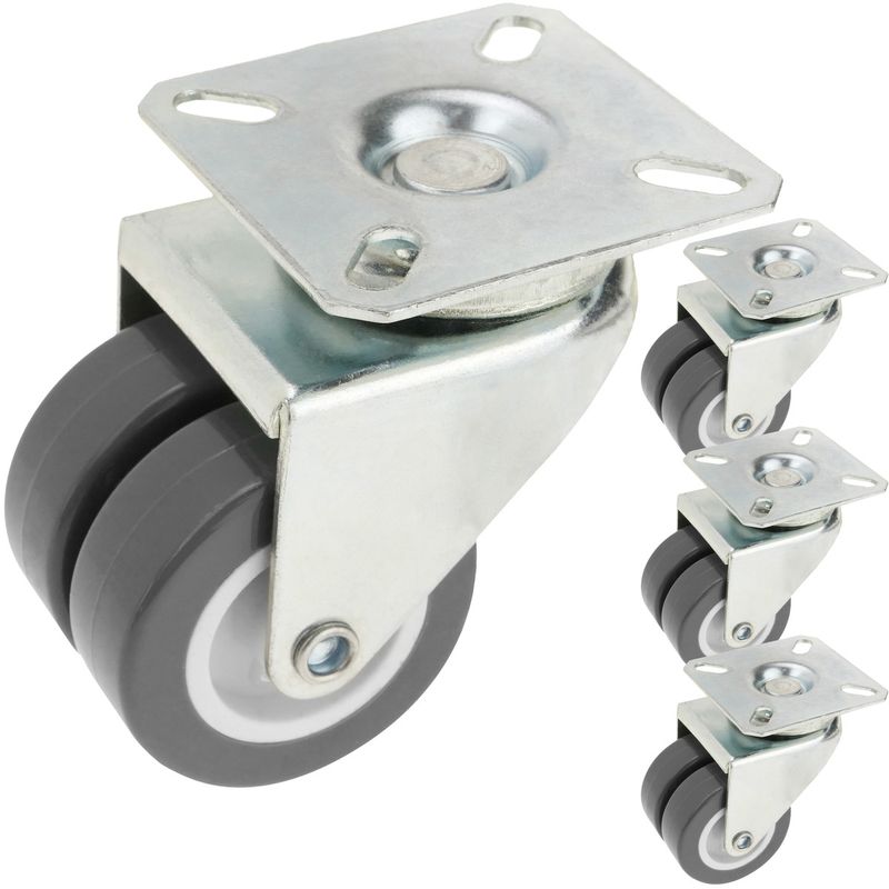 Rueda doble pivotante industrial de PU y PVC sin freno 50 mm 4 pack - QS04100 - 01