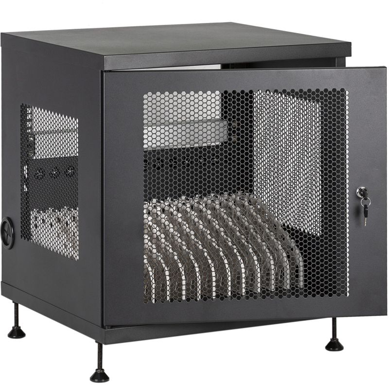 Armario de carga y transporte para 14 tablets y portátiles negro con 16 schuko en 2 regletas - WM05600 - 01