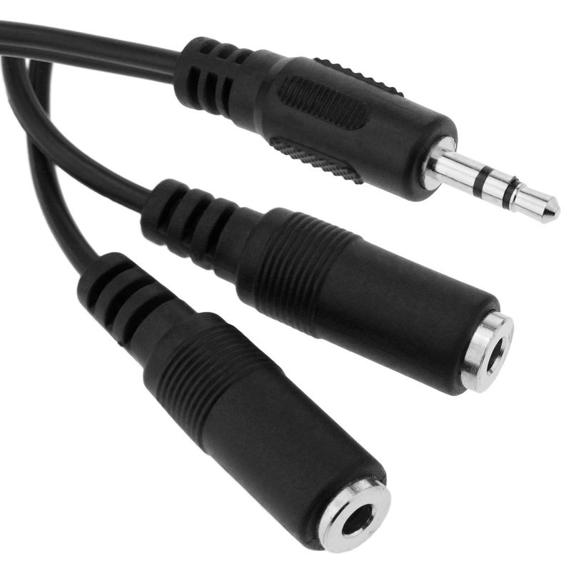 Adaptador Audio Estéreo Jack 3.5mm M a 2 Jacks 3.5mm H Mono 15cm - AY03000 - 01