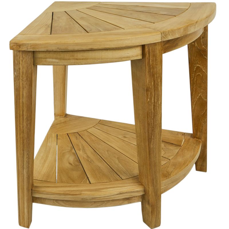 Taburete de baño esquinero con estante 45 x 50 x 45 cm de madera de teca certificada - KZ10300 - 01